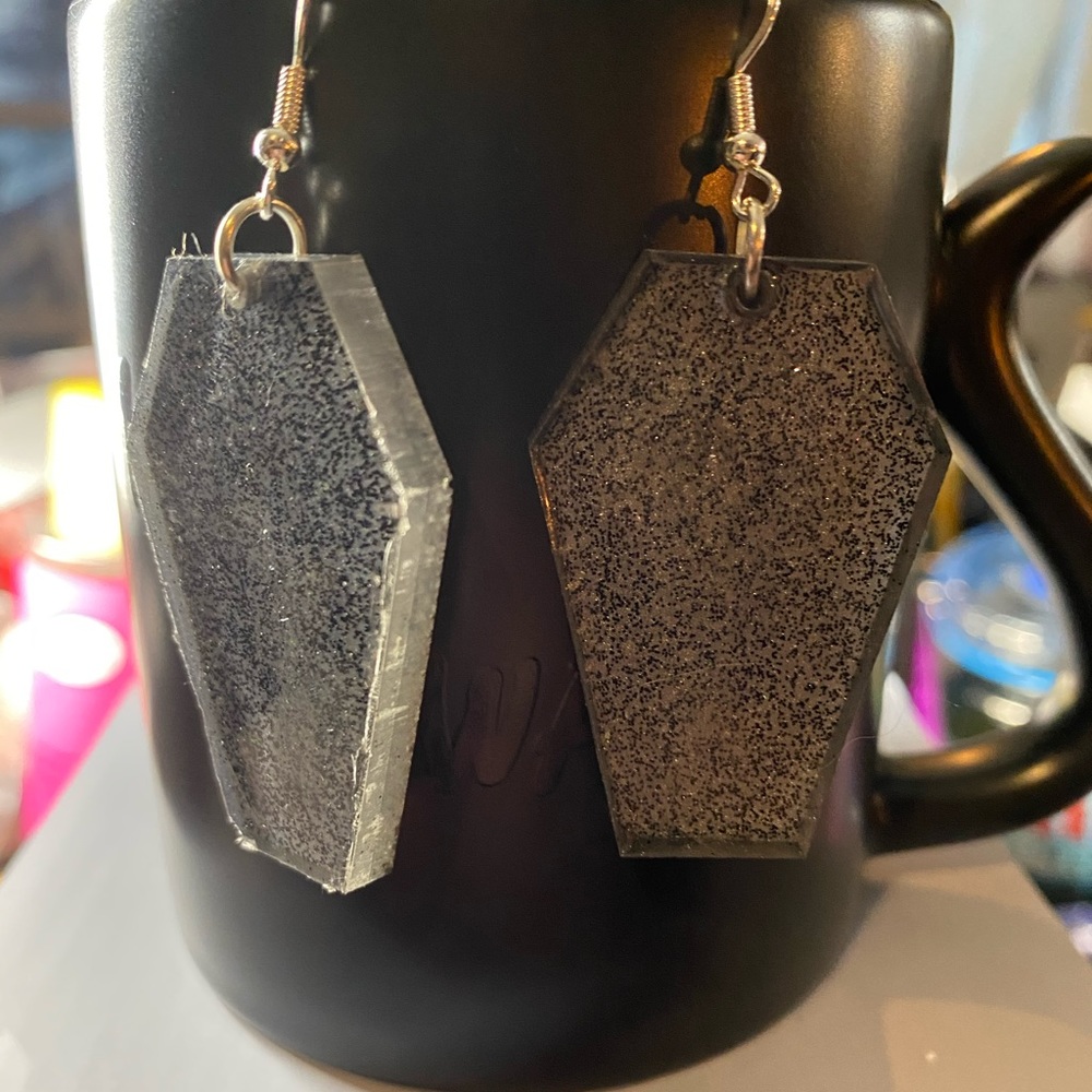 Coffin resin earrings
